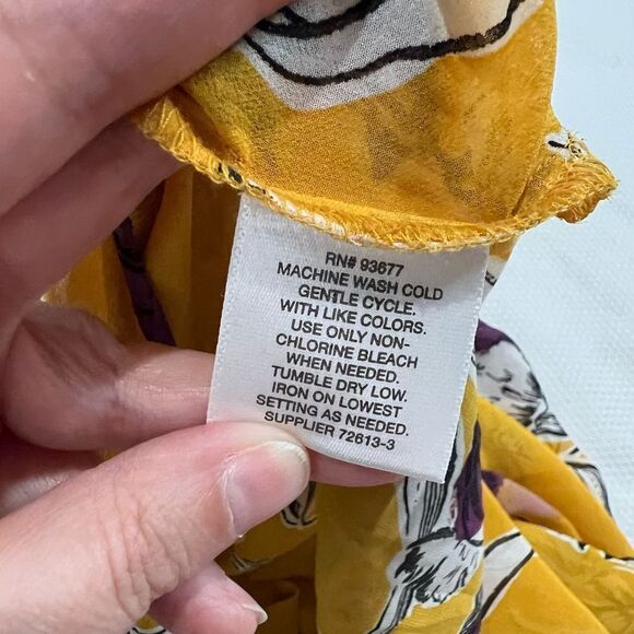 Liz Claiborne Yellow Purple‎ Floral Blouse Attached Tank Top - Picture 9 of 9